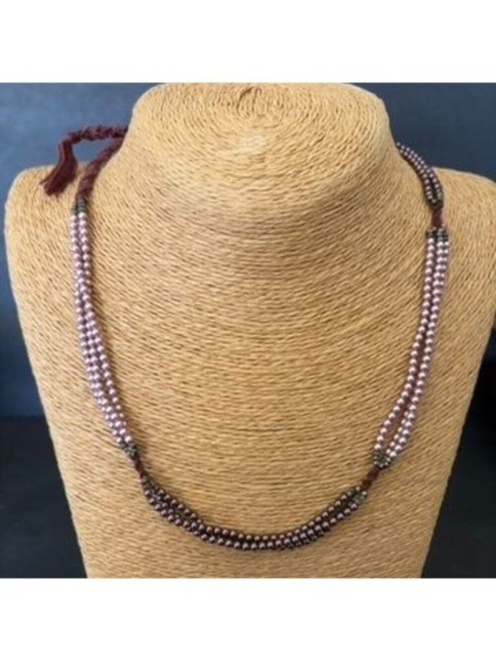 Chan Luu Artisan Seed Pearl Necklace Boho Organic Purple Metallic Bridal Elegant